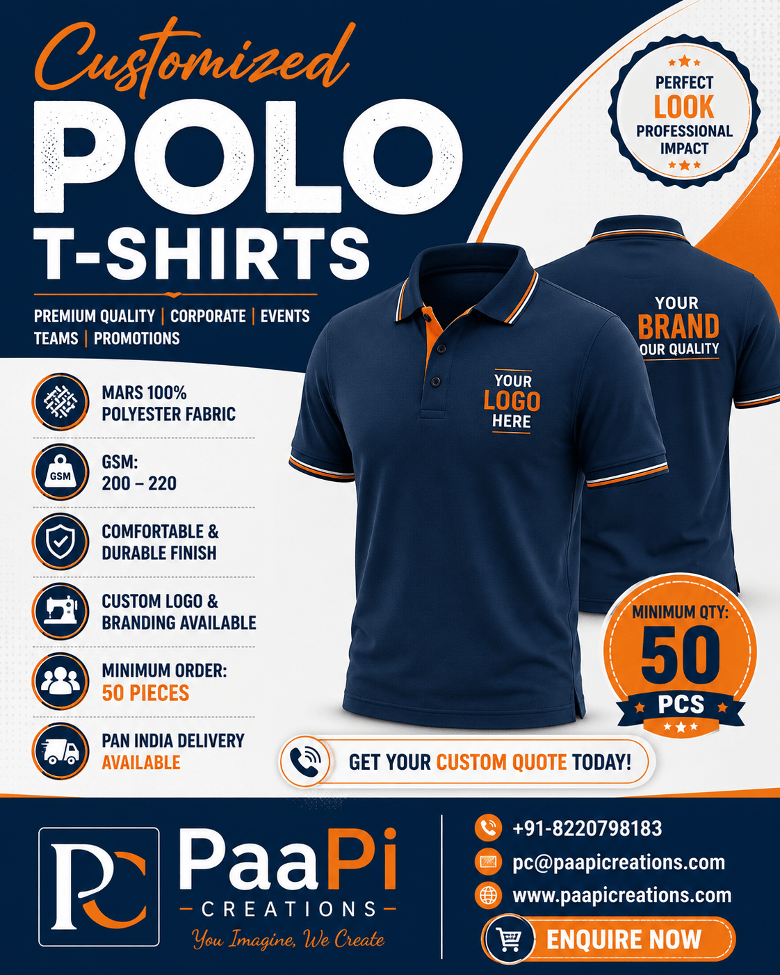 Customized Polo T-Shirts – Mars 100% Polyester