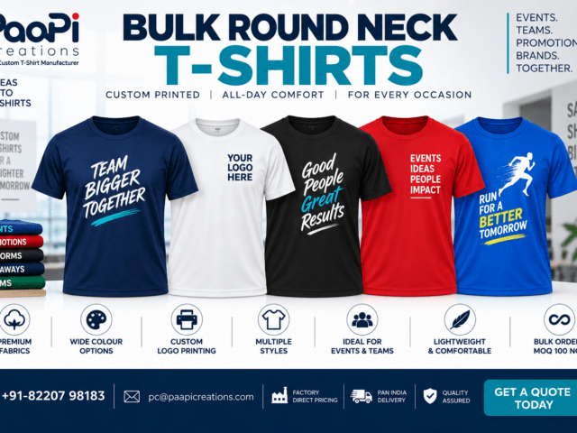 Bulk Round Neck T-Shirts for staff events and promotions