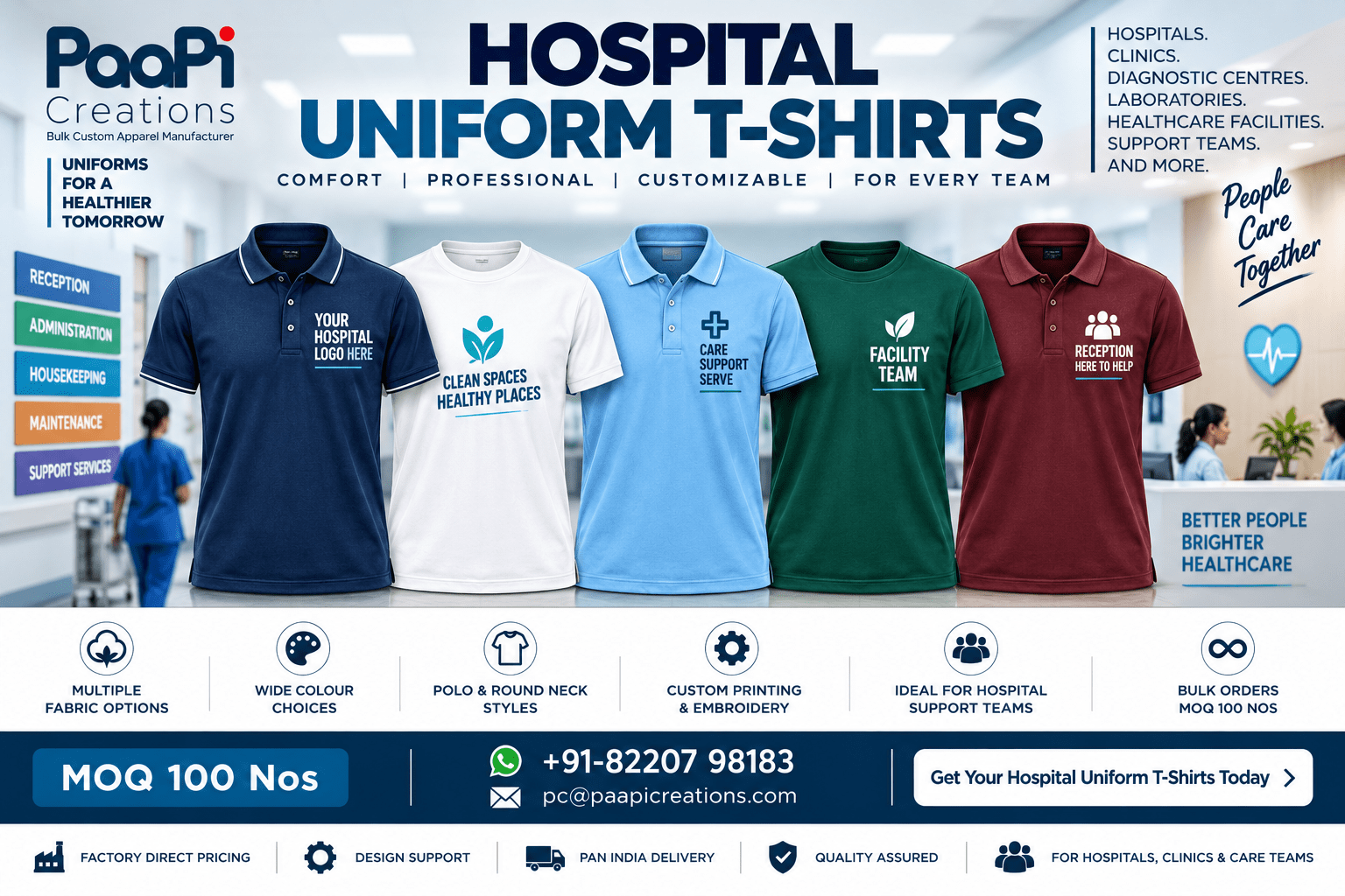 Hospital Uniform T-Shirts for healthcare support staff
