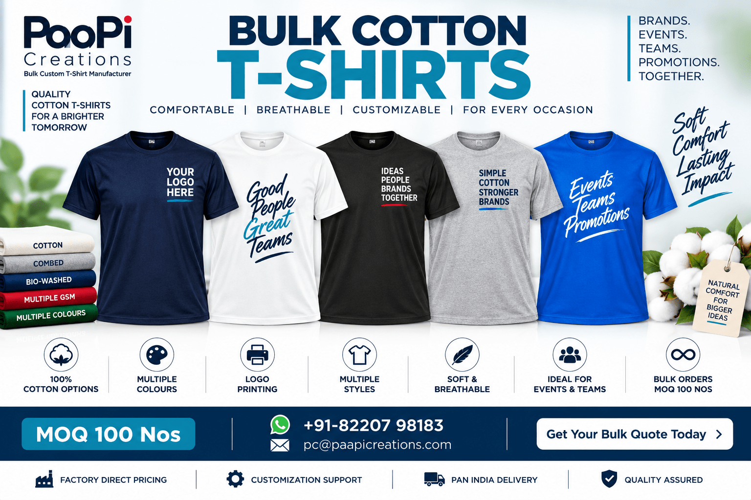 Bulk Cotton T-Shirts for staff events and promotions