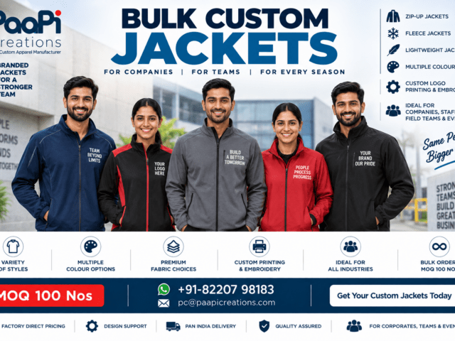 Bulk Custom Jackets for companies staff and teams