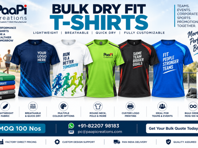 Bulk Dry Fit T-Shirts for sports staff and events