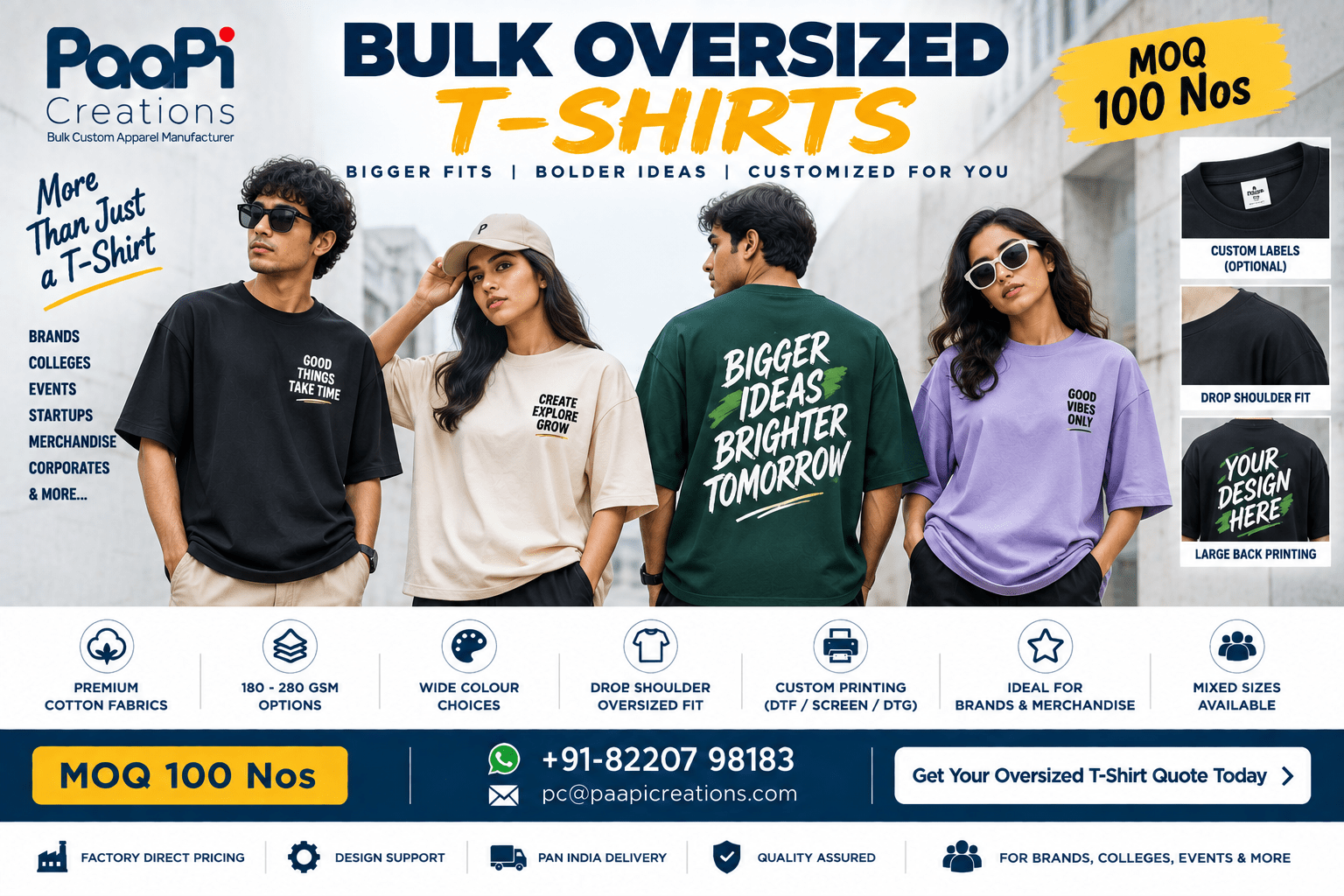 Bulk Oversized T-Shirts for brands merchandise and events