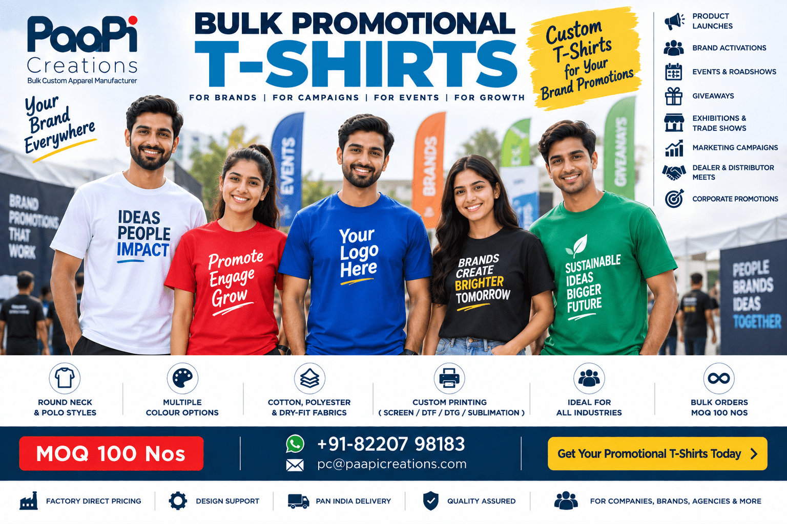 Bulk Promotional T-Shirts for brands campaigns and events