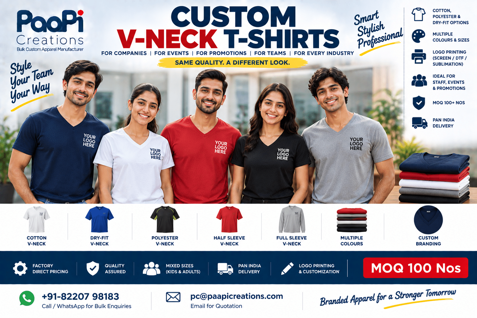 Custom V-Neck T-Shirts for staff events and promotions