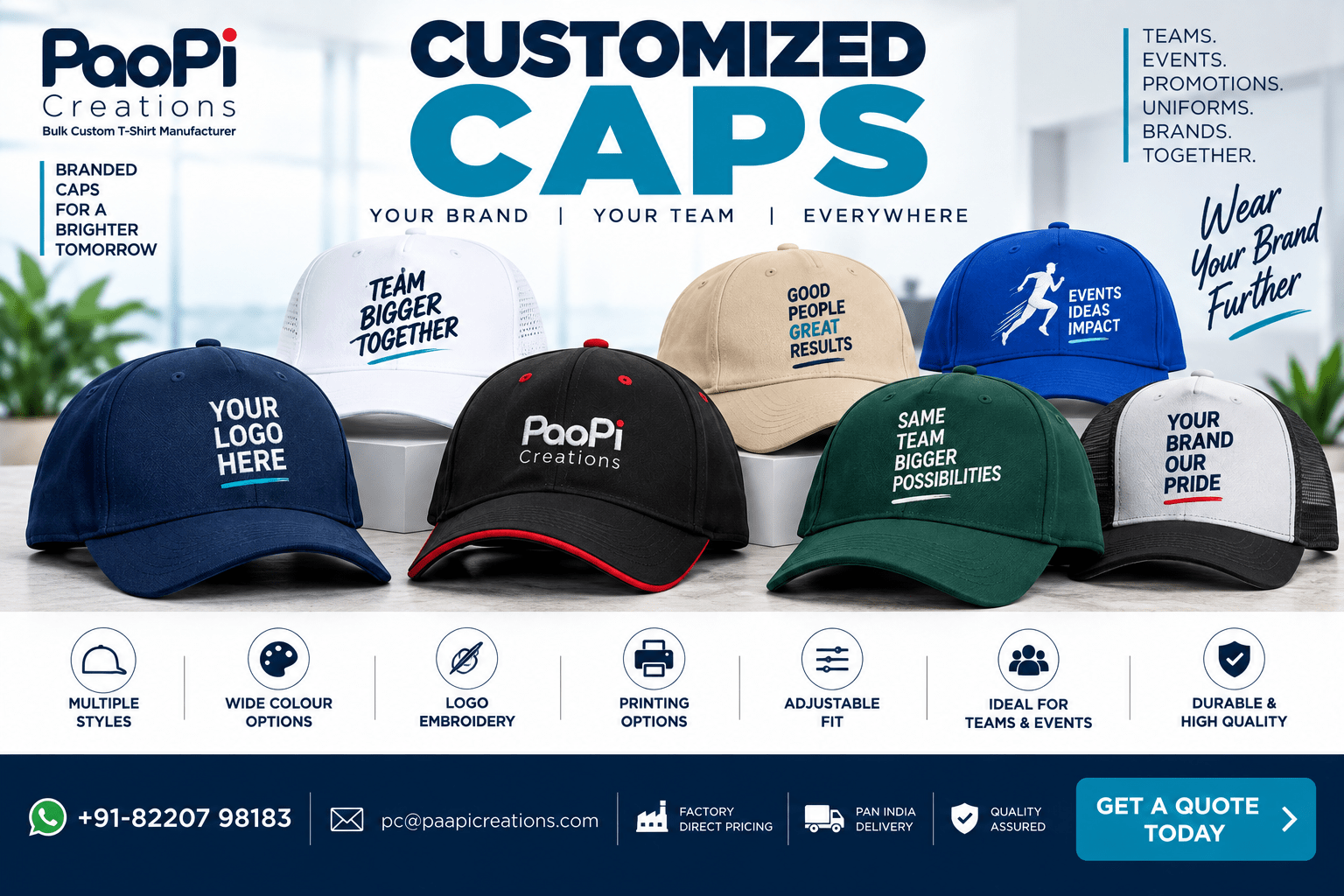 Customized Caps for staff events and promotions