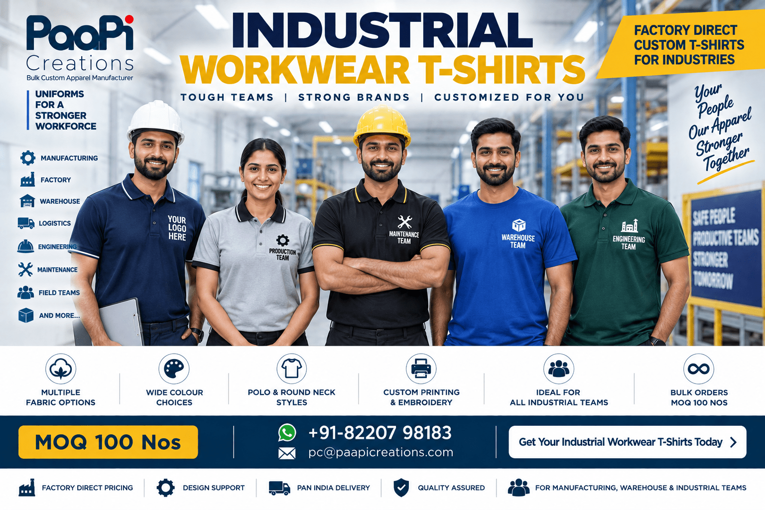 Industrial Workwear T-Shirts for factory and warehouse staff