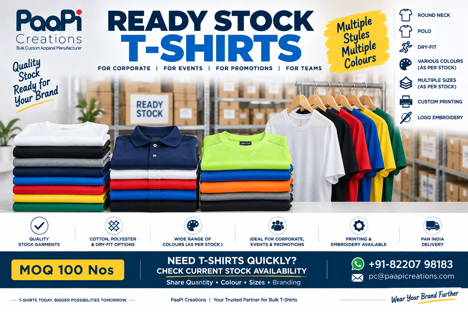Ready Stock T-Shirts for bulk corporate and event orders
