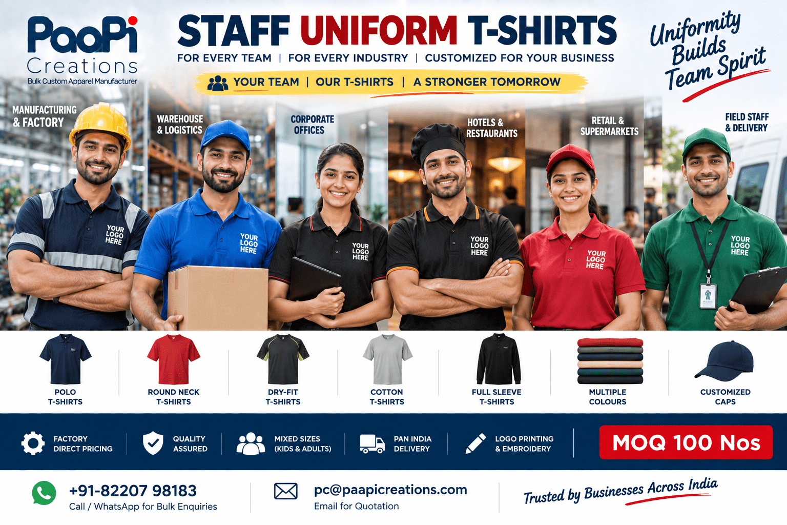 Staff Uniform T-Shirts for company factory and warehouse staff