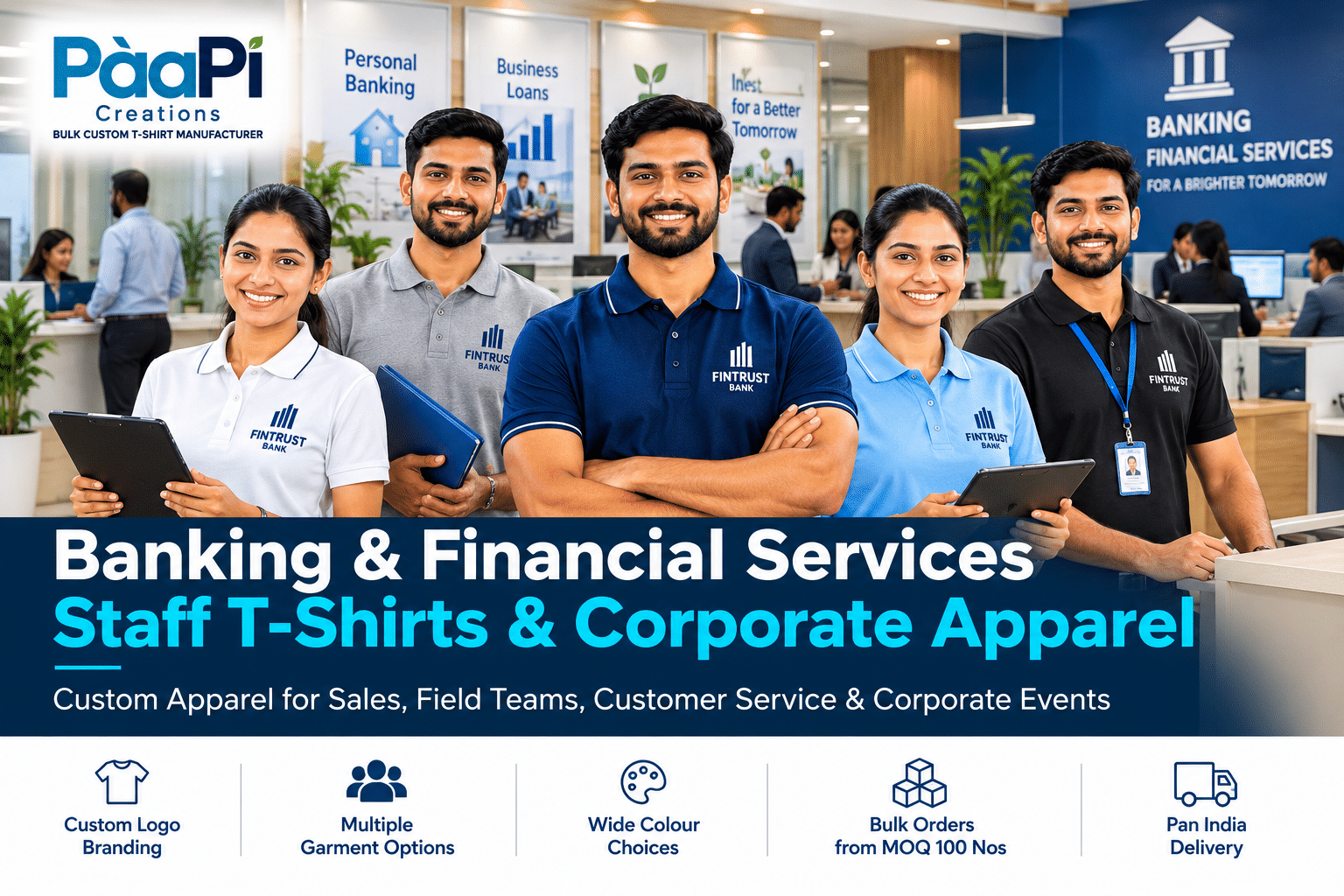 Banking Staff T-Shirts for financial services and sales teams