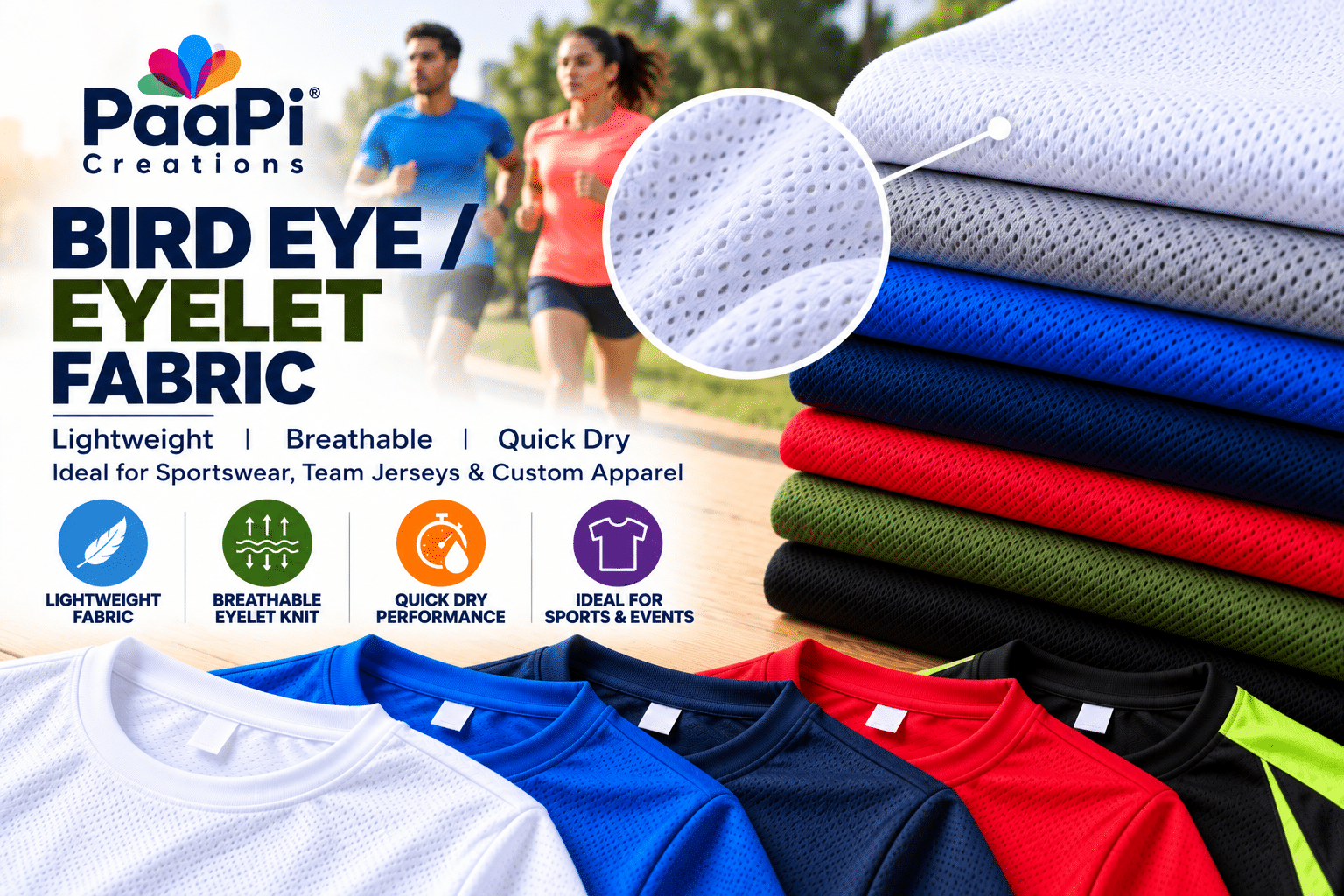 Bird Eye Fabric for Sports T-Shirts and Team Jerseys