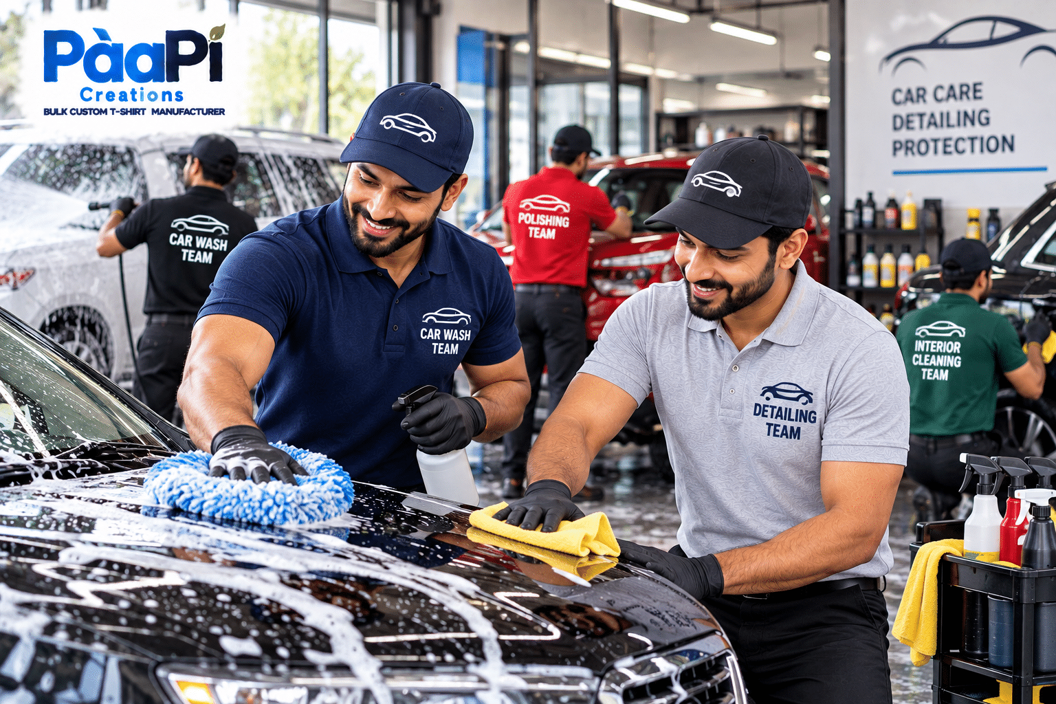 Car Wash Staff T-Shirts for auto detailing and vehicle cleaning teams