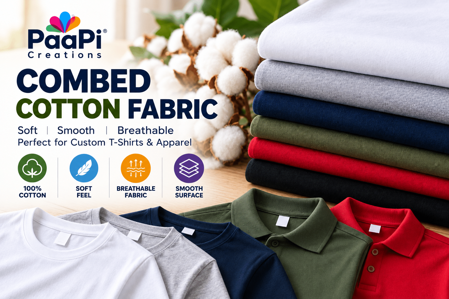 Combed Cotton Fabric for Custom T-Shirts