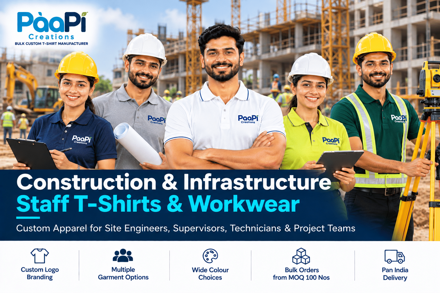 Construction Staff T-Shirts for site engineers and project teams