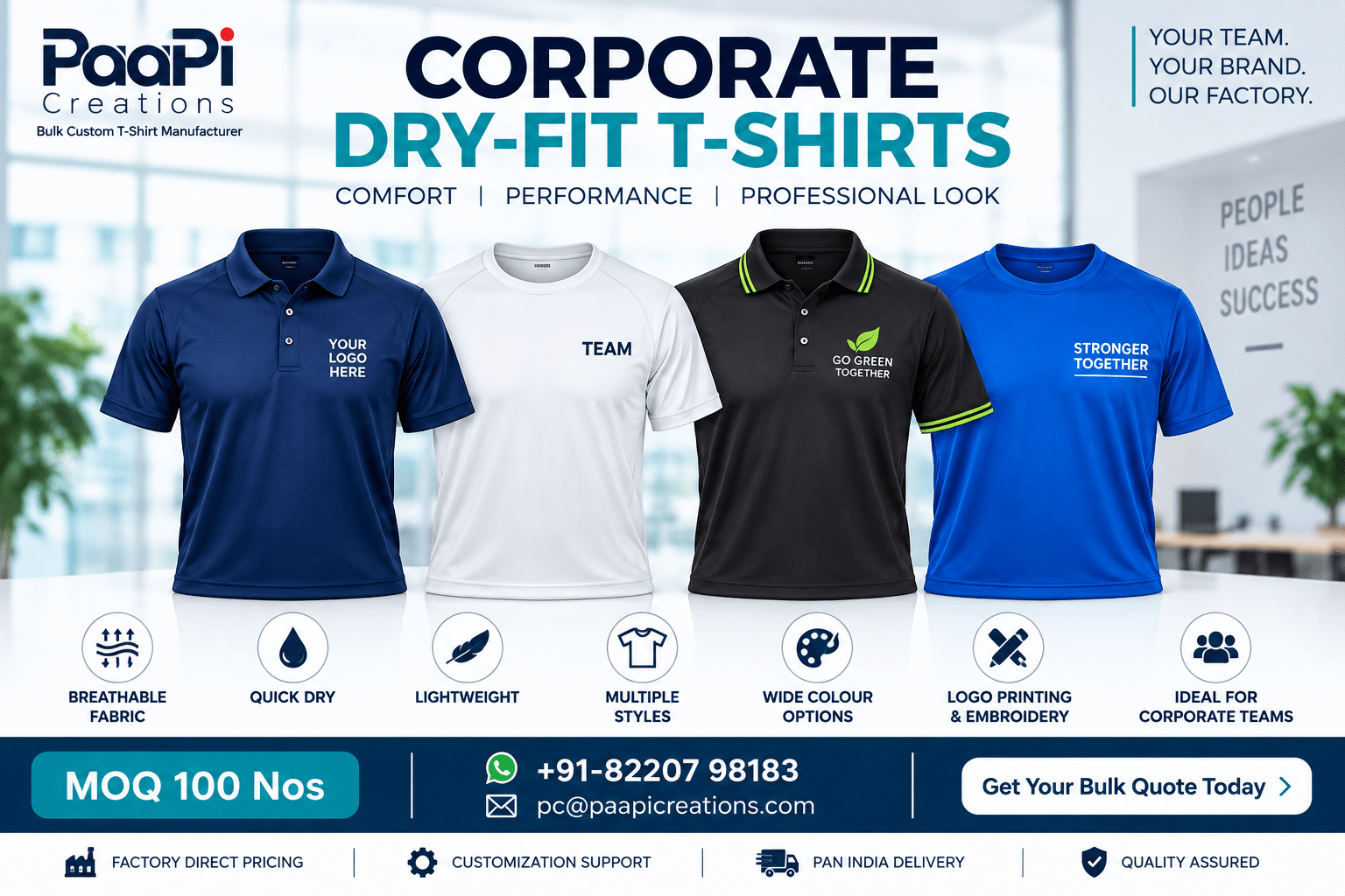 Corporate Dry-Fit T-Shirts for employees and company staff