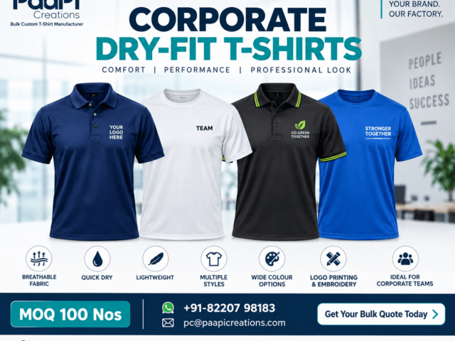 Corporate Dry-Fit T-Shirts for employees and company staff