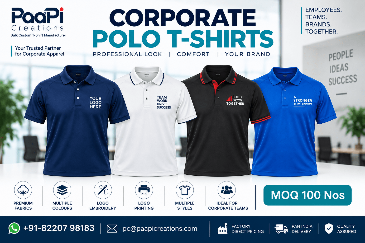 Corporate Polo T-Shirts for employees and company staff