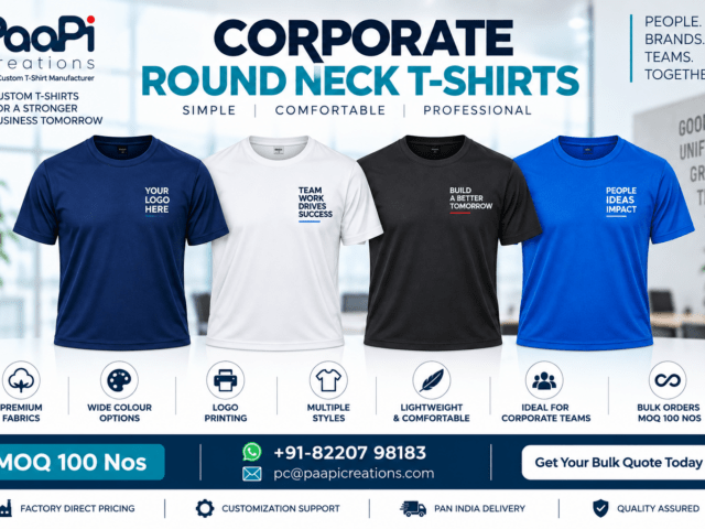 Corporate Round Neck T-Shirts for employees and staff