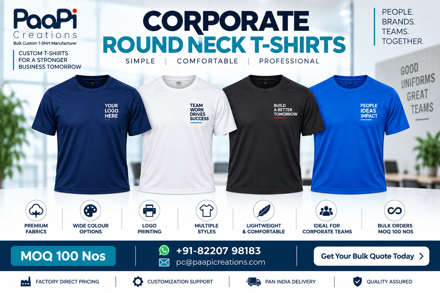 Corporate Round Neck T-Shirts for employees and staff