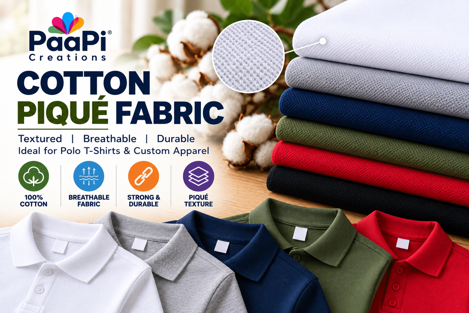 Cotton Piqué Fabric for Polo T-Shirts