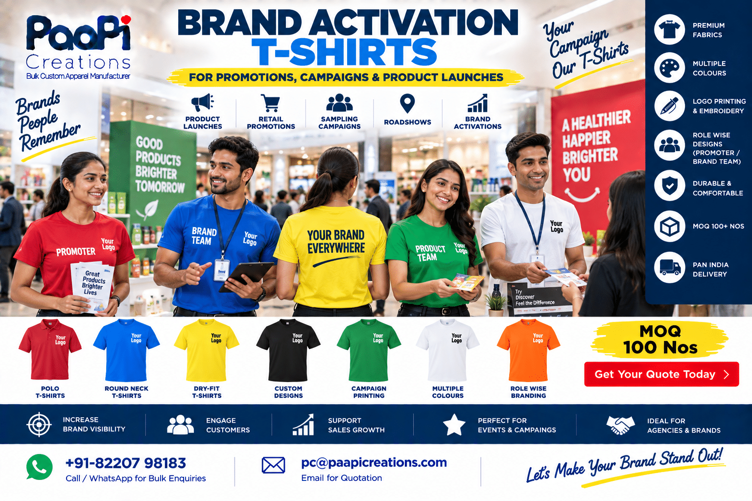 Brand Activation T-Shirts for promoters and marketing campaigns