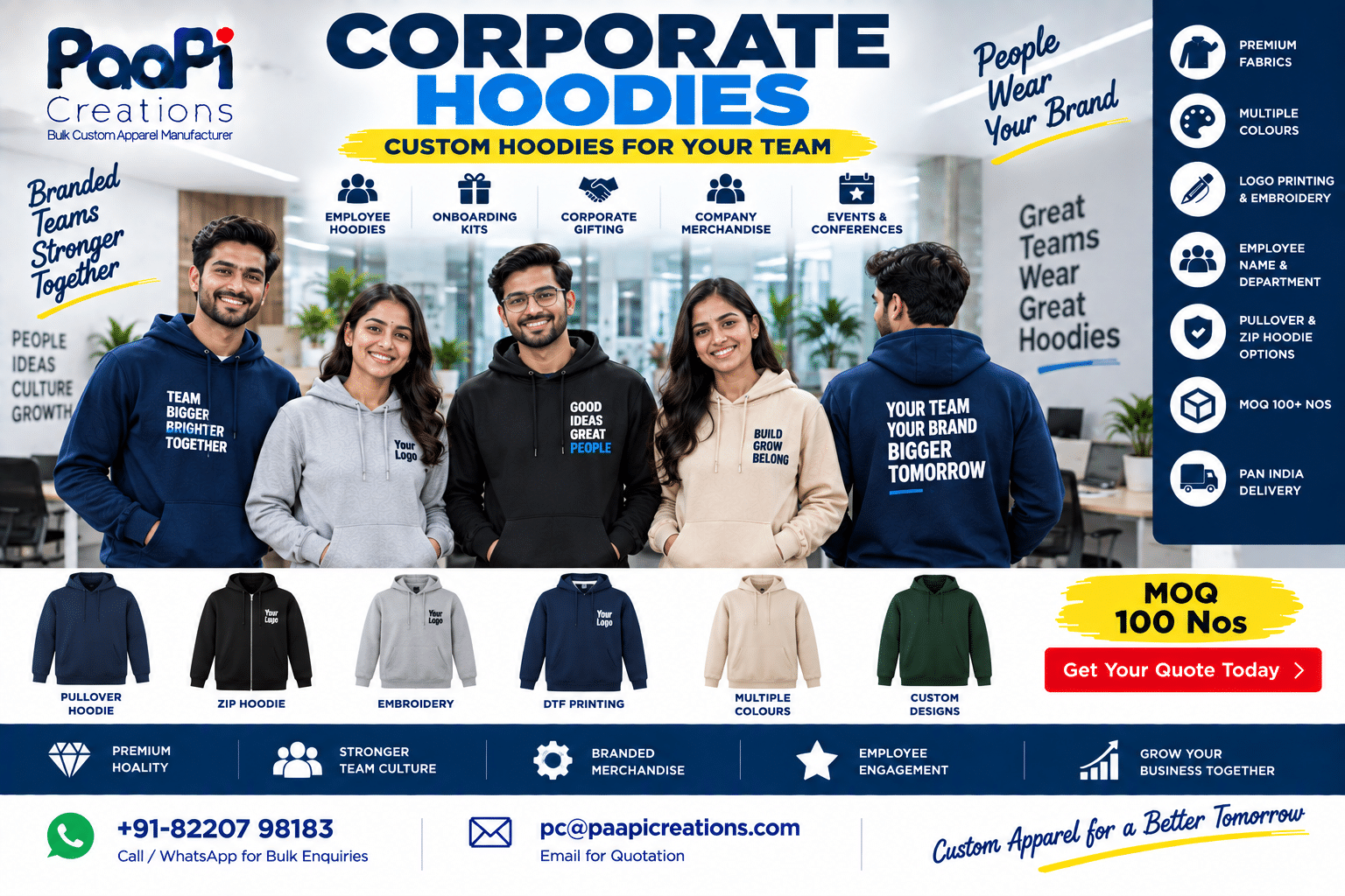 Custom Corporate Hoodies for employees and company teams