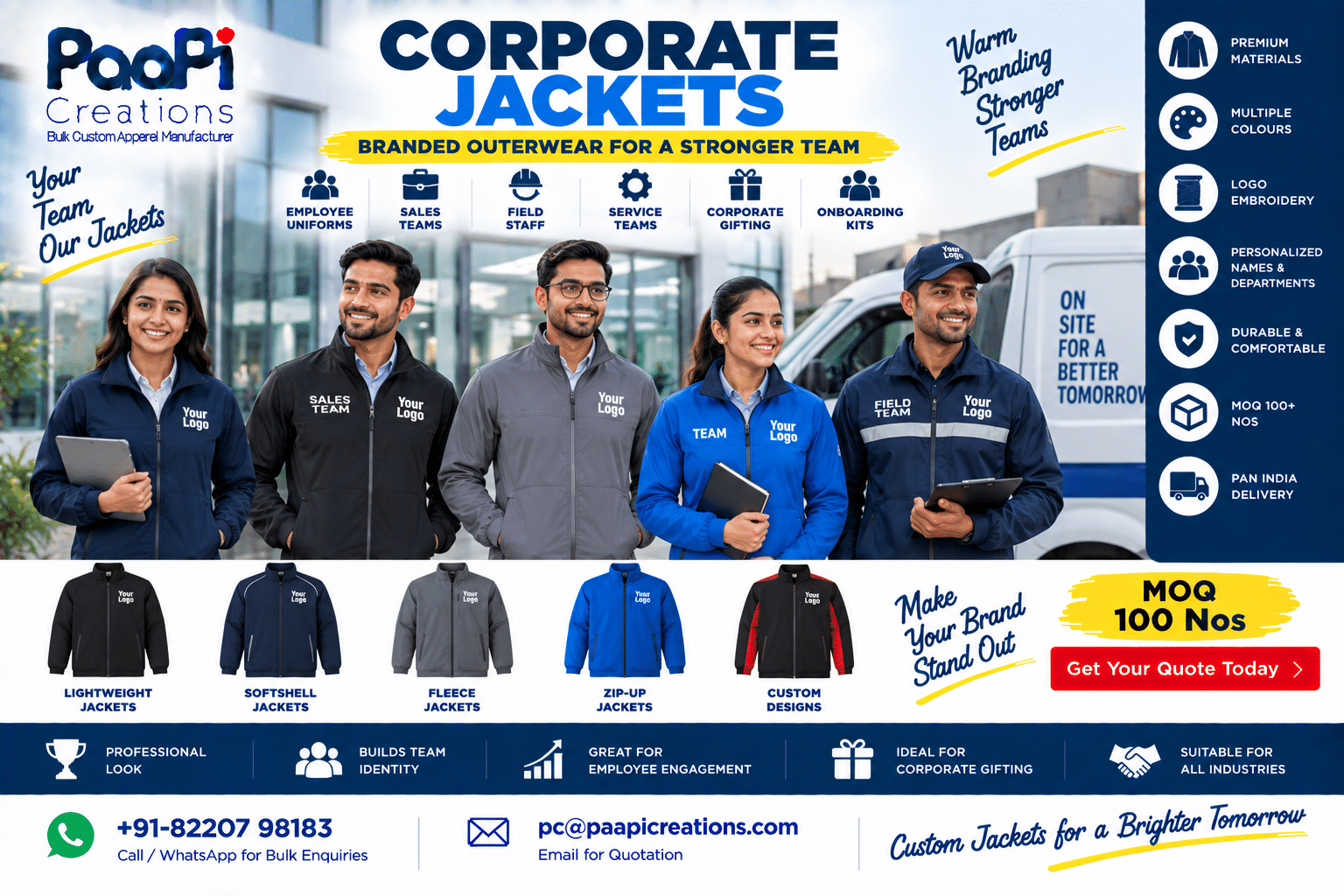 Custom Corporate Jackets for employees and field teams