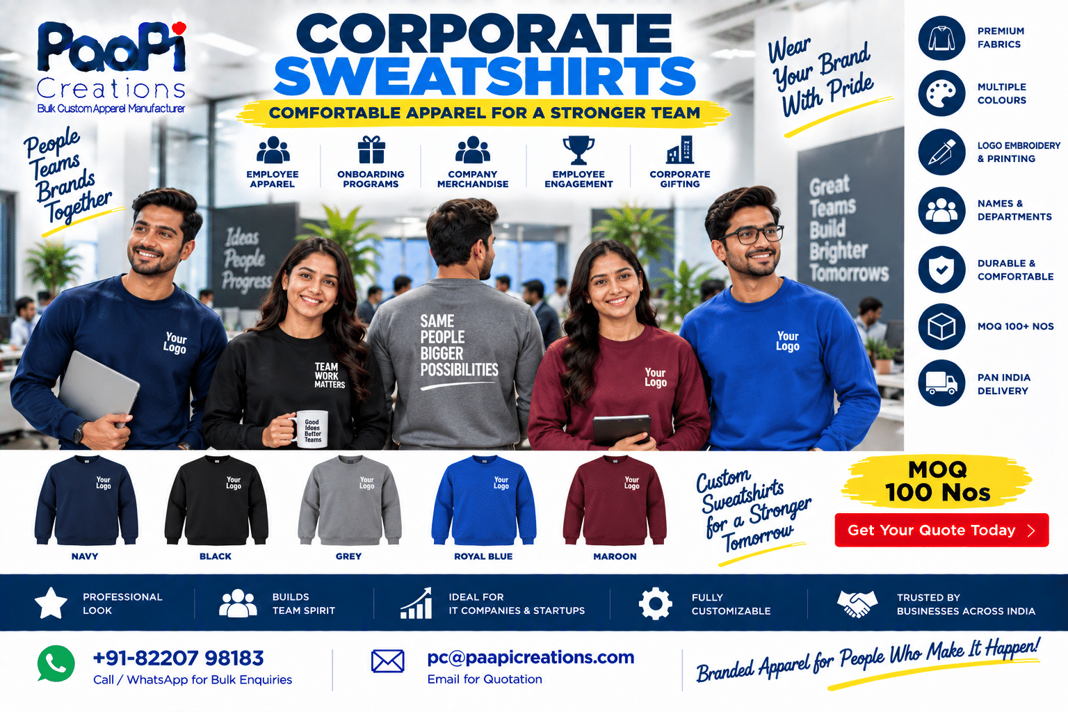 Custom Corporate Sweatshirts for employees and office teams