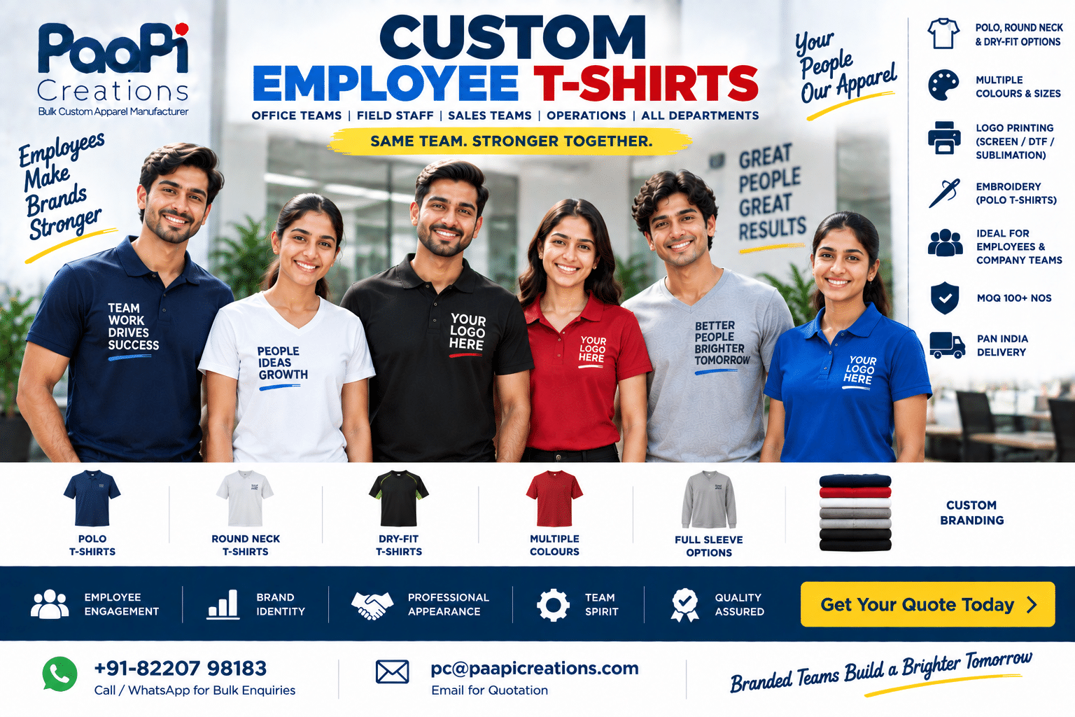 Custom Employee T-Shirts for office field and company teams
