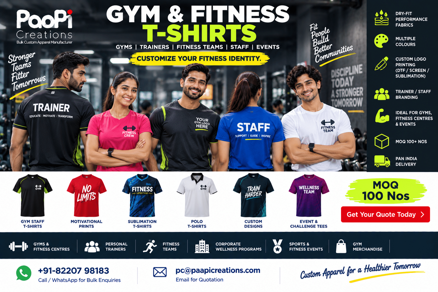 Custom Gym T-Shirts for trainers and fitness teams