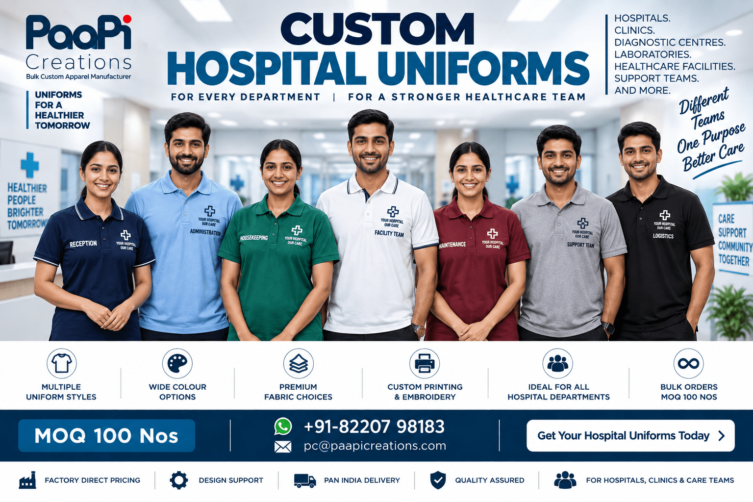 Custom Hospital Uniforms for healthcare support teams
