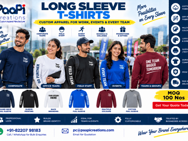 Custom Long Sleeve T-Shirts for companies teams and events