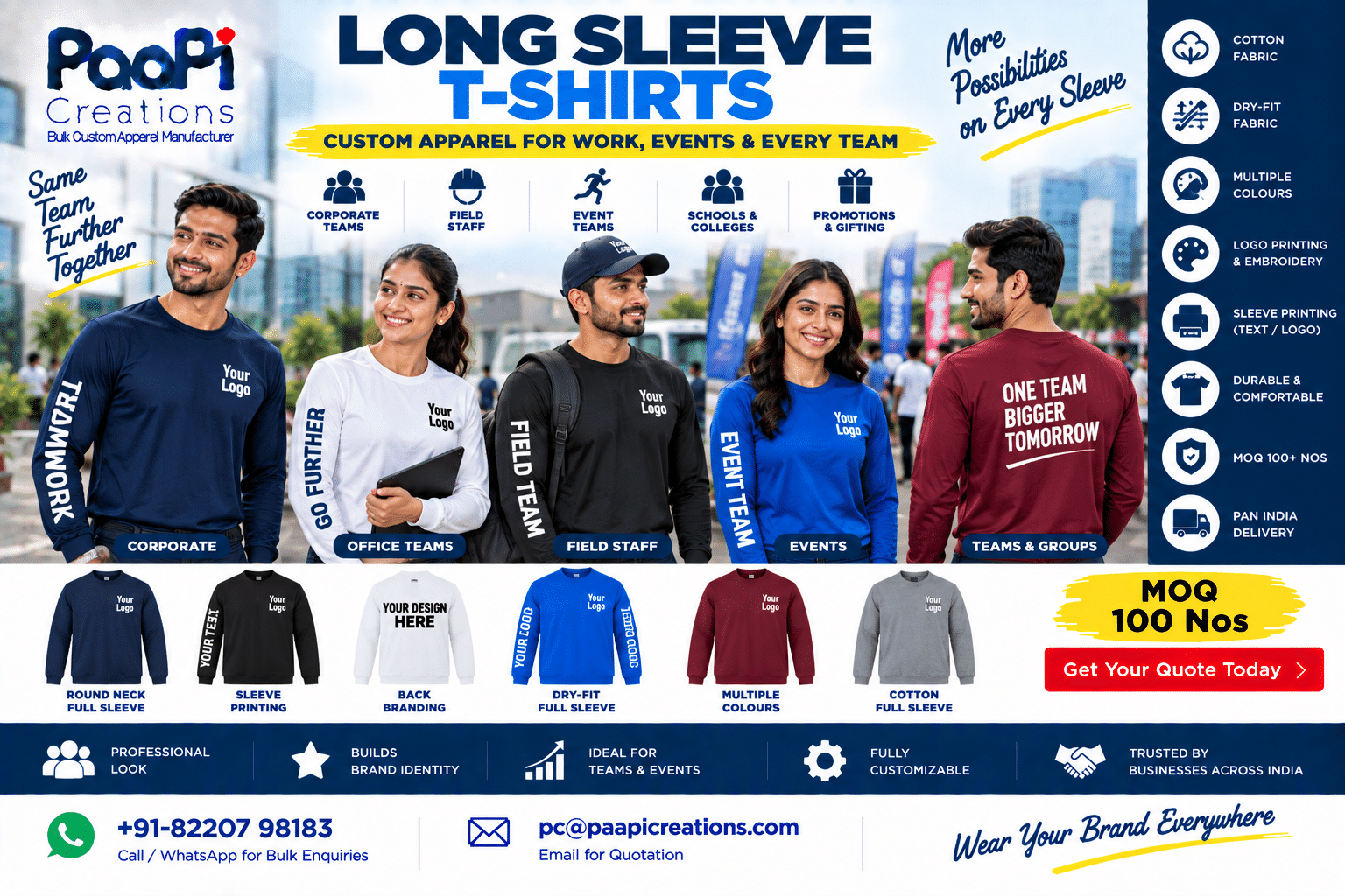 Custom Long Sleeve T-Shirts for companies teams and events