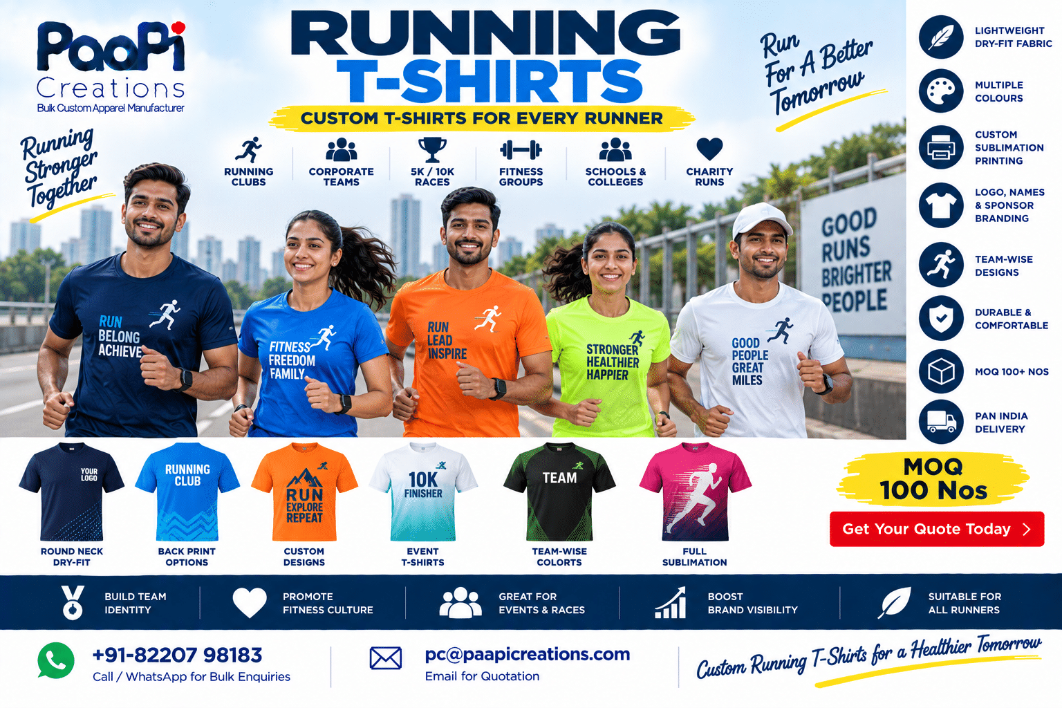 Custom Running T-Shirts for running clubs teams and races
