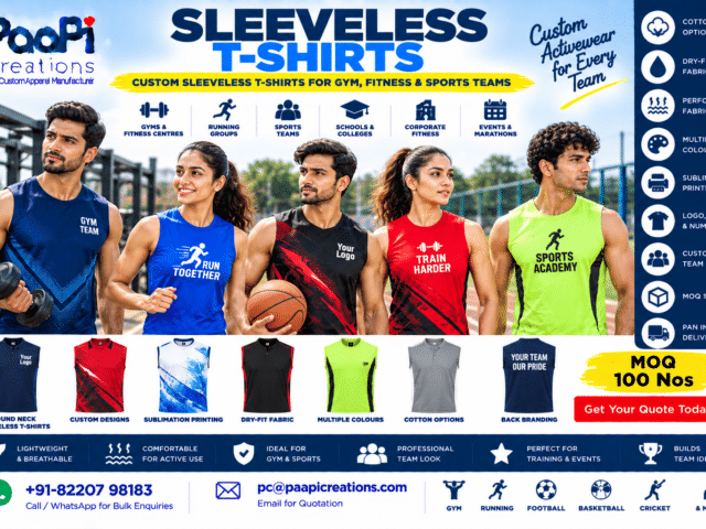 Custom Sleeveless T-Shirts for gym fitness and sports teams