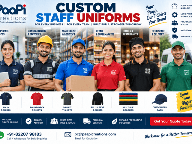 Custom Staff Uniforms for company factory and warehouse teams