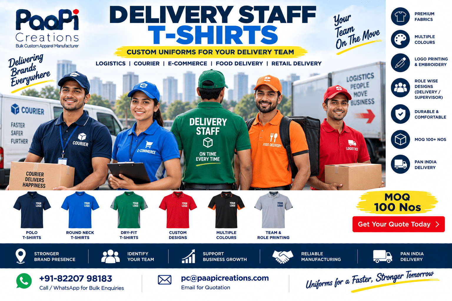 Delivery Staff T-Shirts for logistics courier and delivery teams