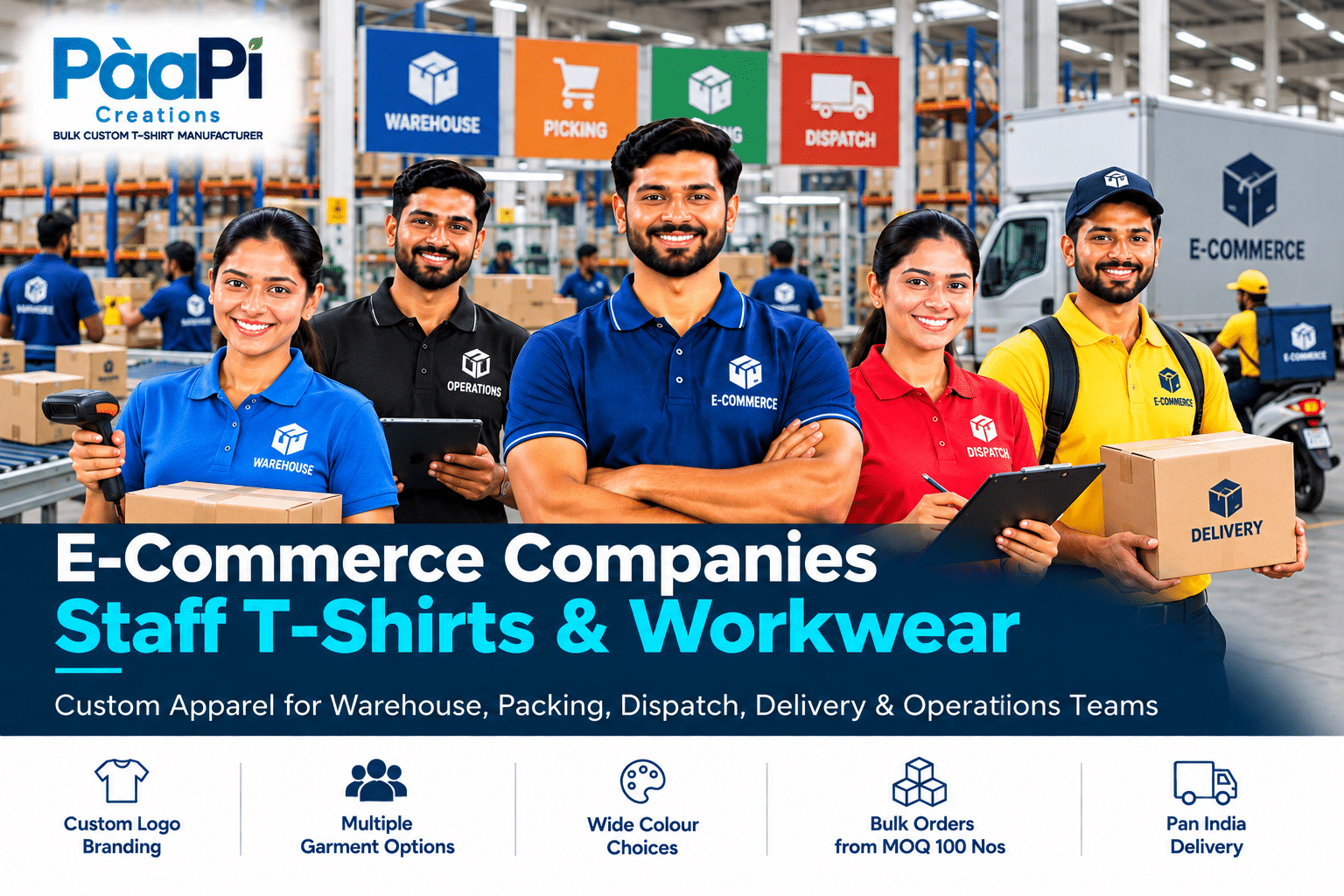 E-Commerce Staff T-Shirts for warehouse packing dispatch and delivery teams
