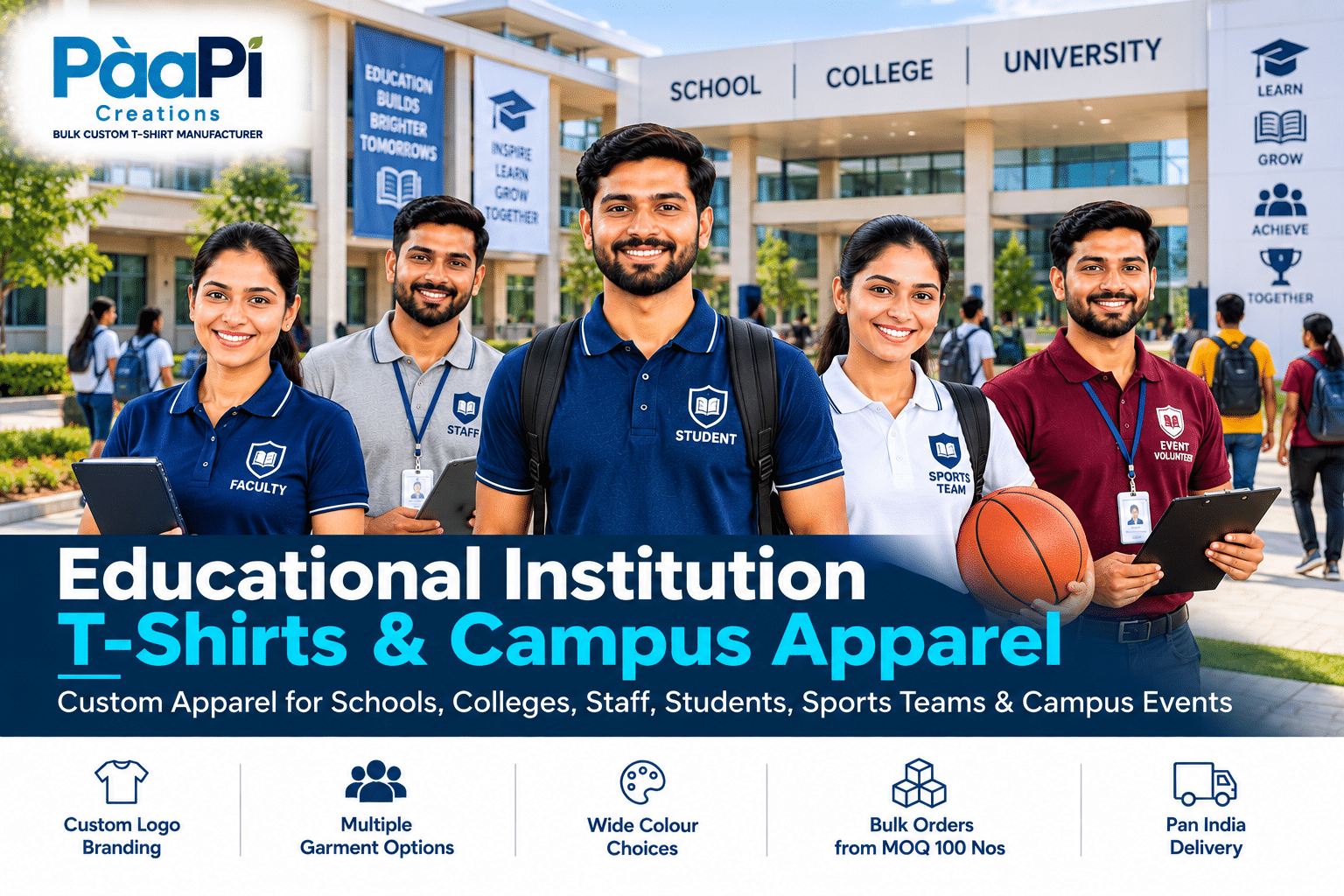 Educational Institution T-Shirts for school college staff and students
