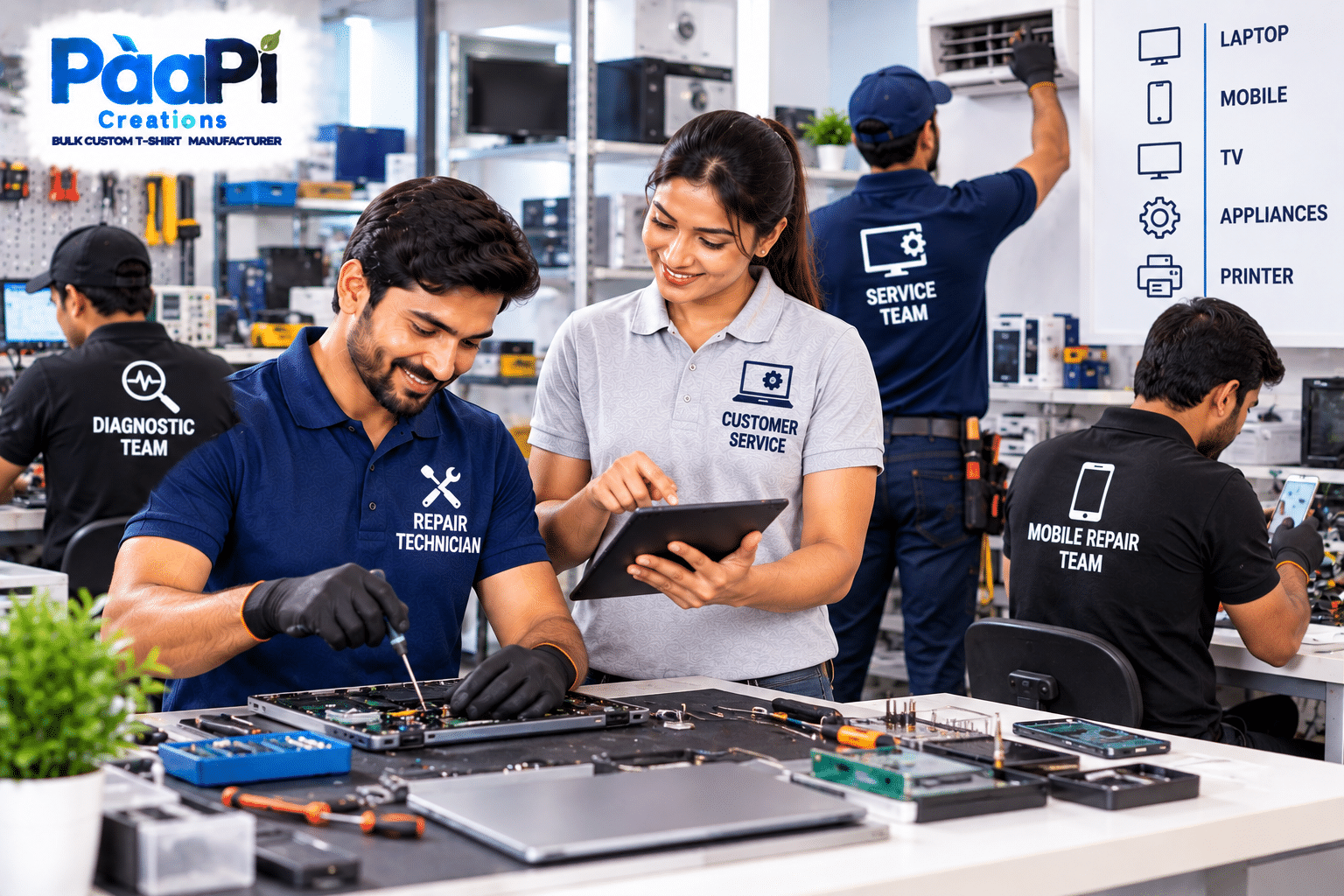 Electronics Repair Staff T-Shirts for technicians and service engineers