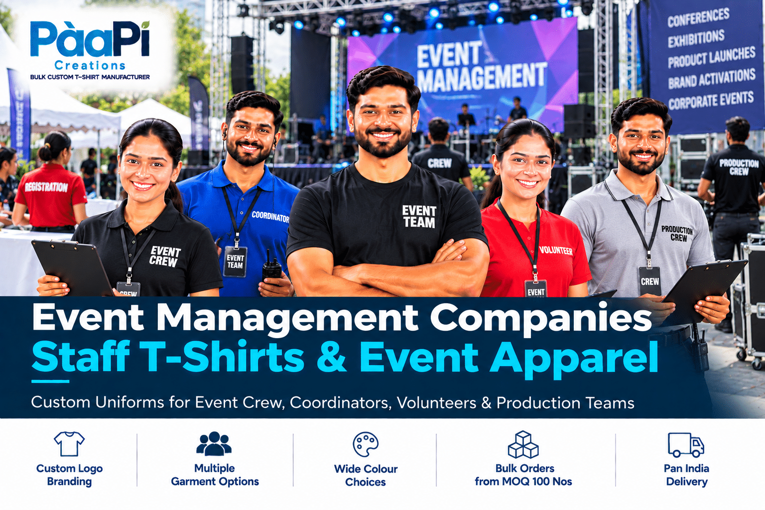 Event Management Staff T-Shirts for event crew coordinators and volunteers
