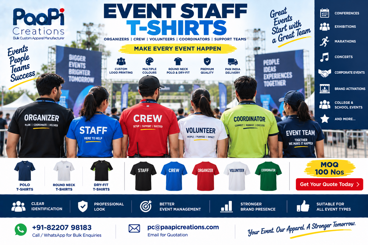 Event Staff T-Shirts for crew organizers and volunteers
