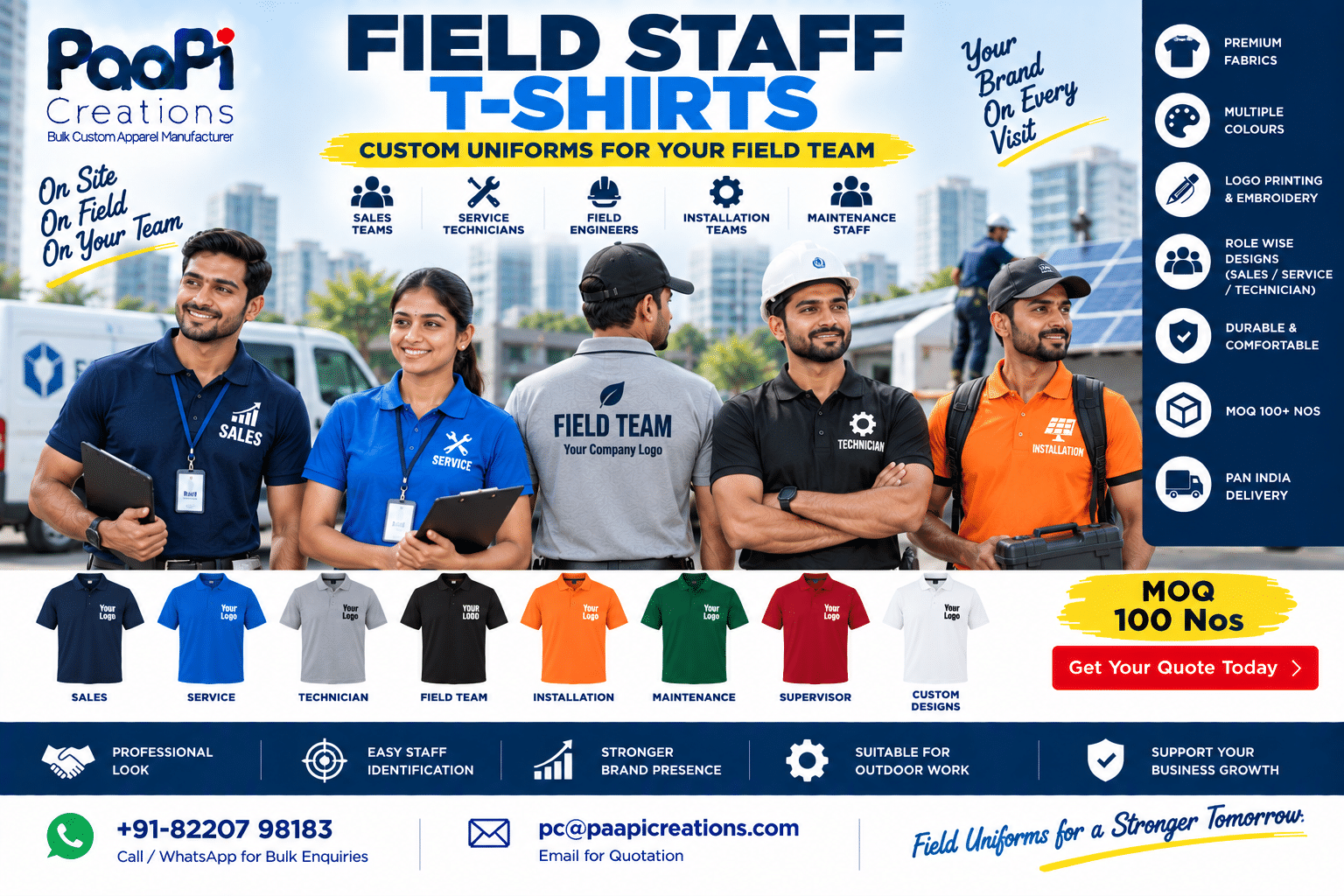 Field Staff T-Shirts for sales service and technician teams