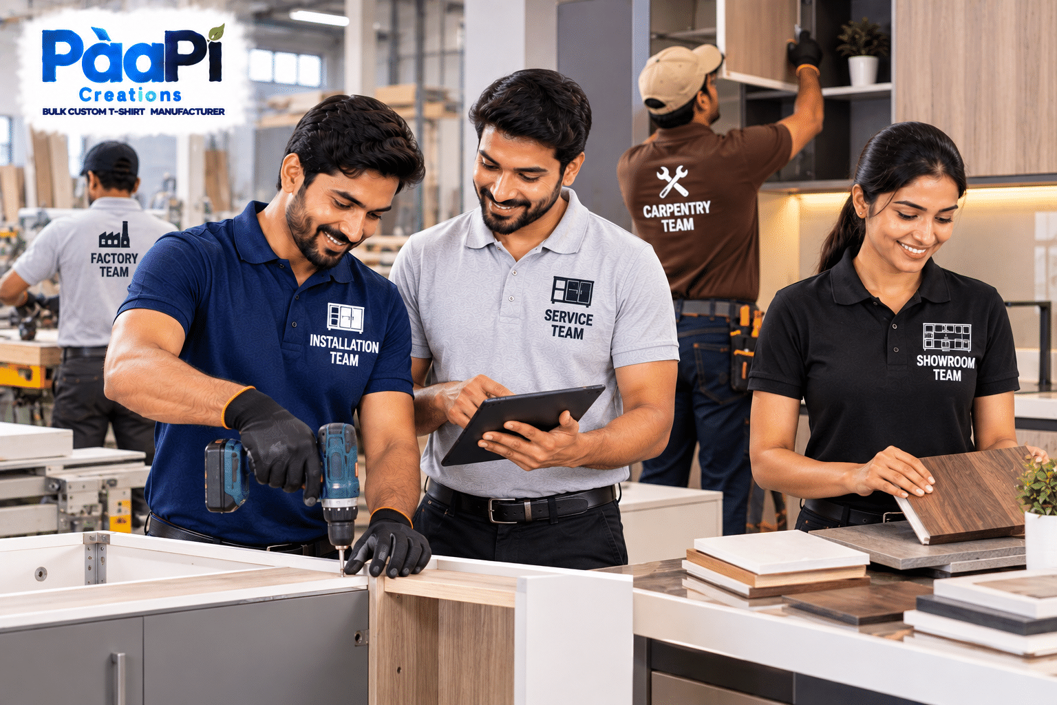 Furniture Staff T-Shirts for modular kitchen and installation teams