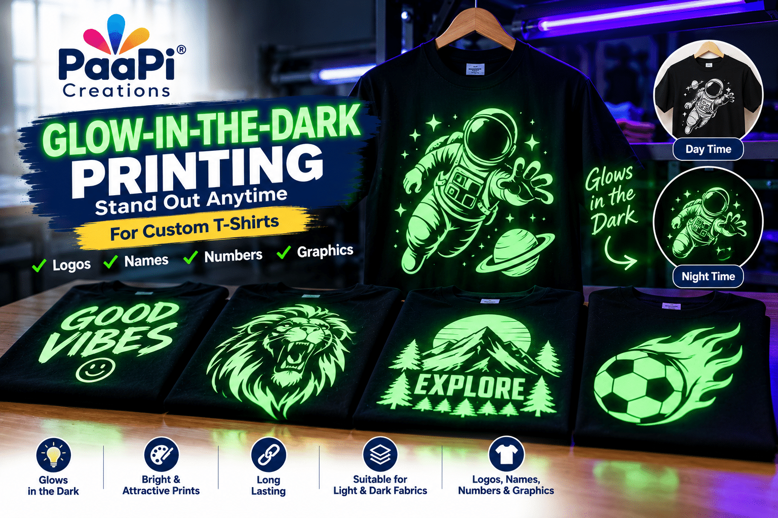 Glow-in-the-Dark Printing for Custom T-Shirts