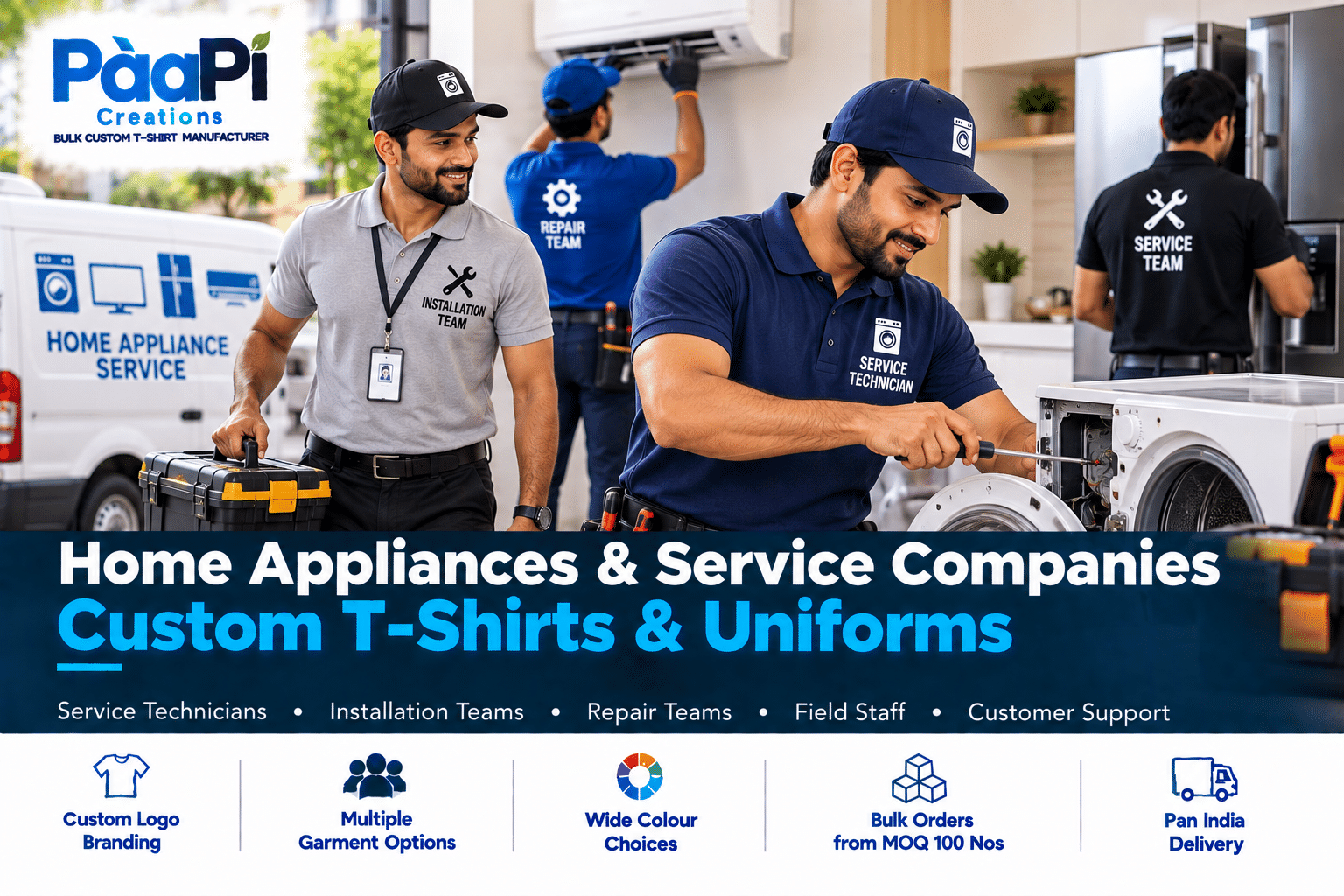 Home Appliance Service Staff T-Shirts for technicians and installation teams