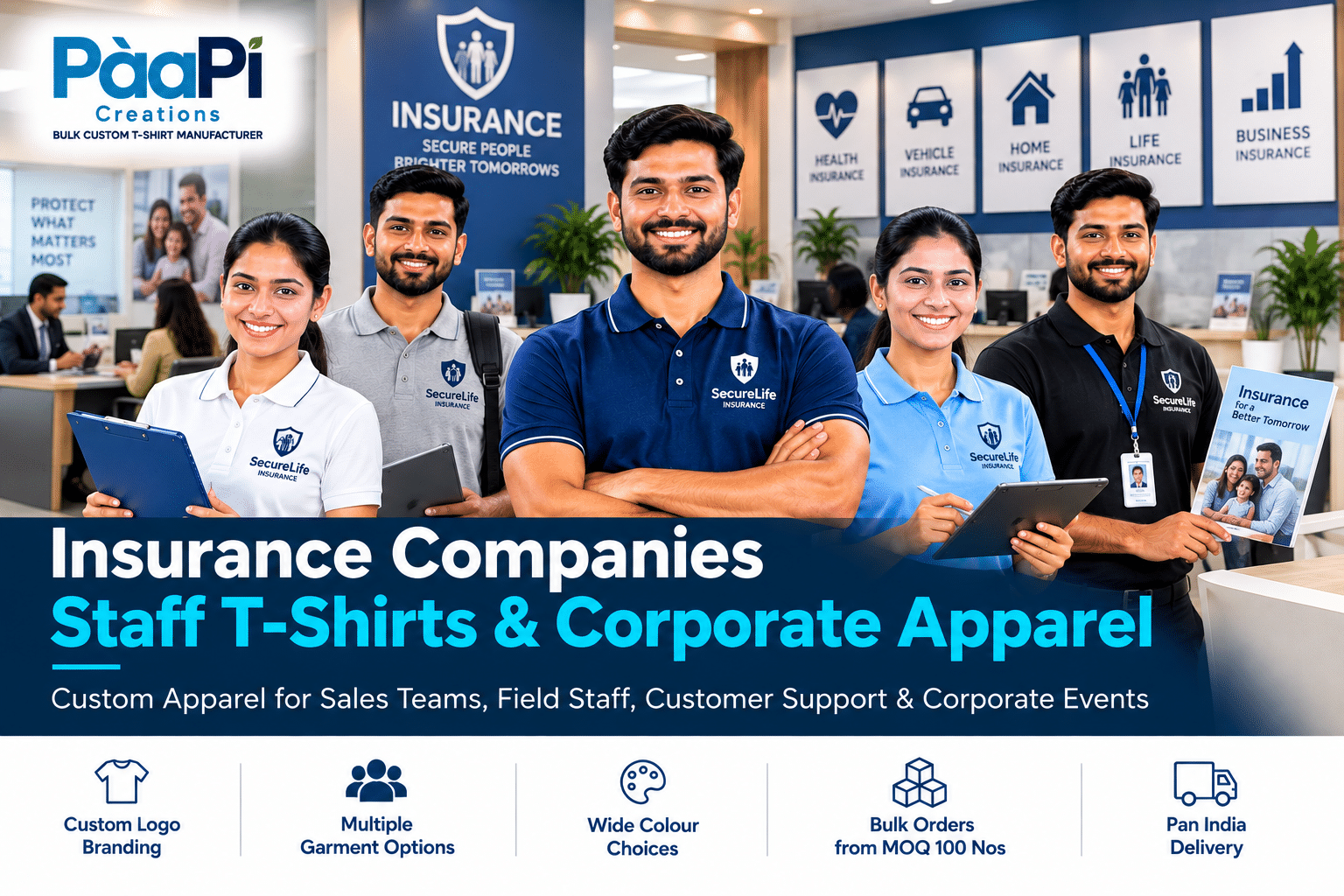 Insurance Staff T-Shirts for sales field and customer support teams