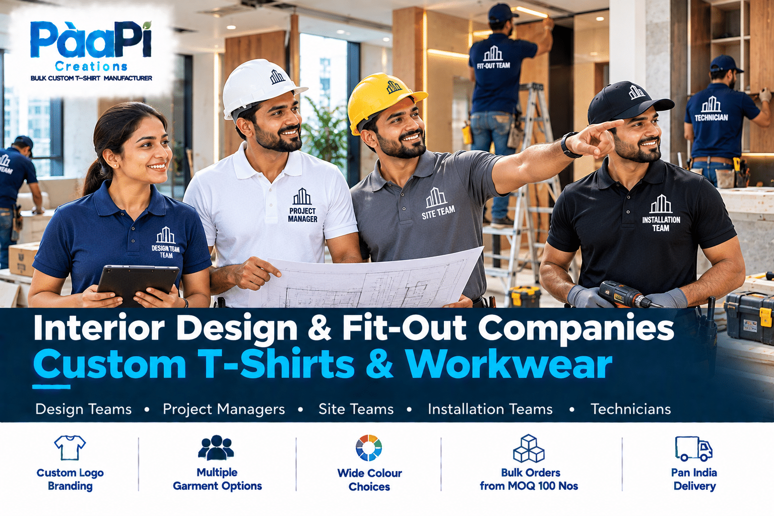 Interior Fit-Out Staff T-Shirts for project installation and site teams