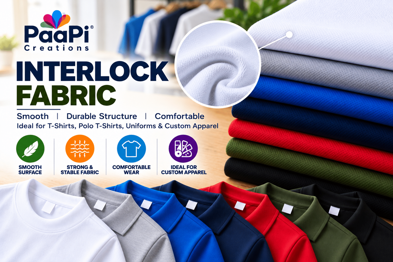Interlock Fabric for Custom T-Shirts and Uniforms