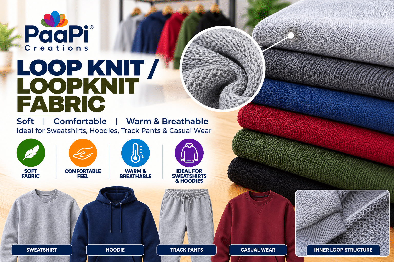 Loop Knit Fabric for Custom Hoodies and Sweatshirts